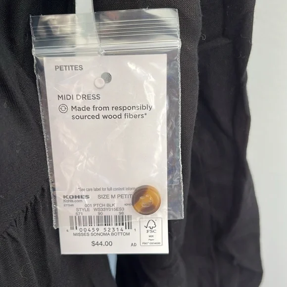 ‼️SOLD‼️Sonoma Midi Black Dress size M petite NWT - Picture 6 of 7